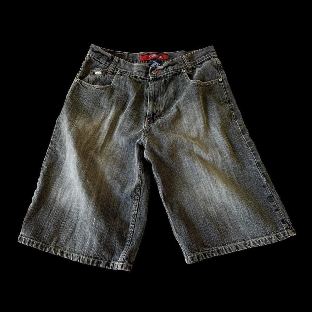 Vintage 90's Mecca Mens Baggy Denim Jean Shorts 34 Black Fade 15" Inseam Y2K